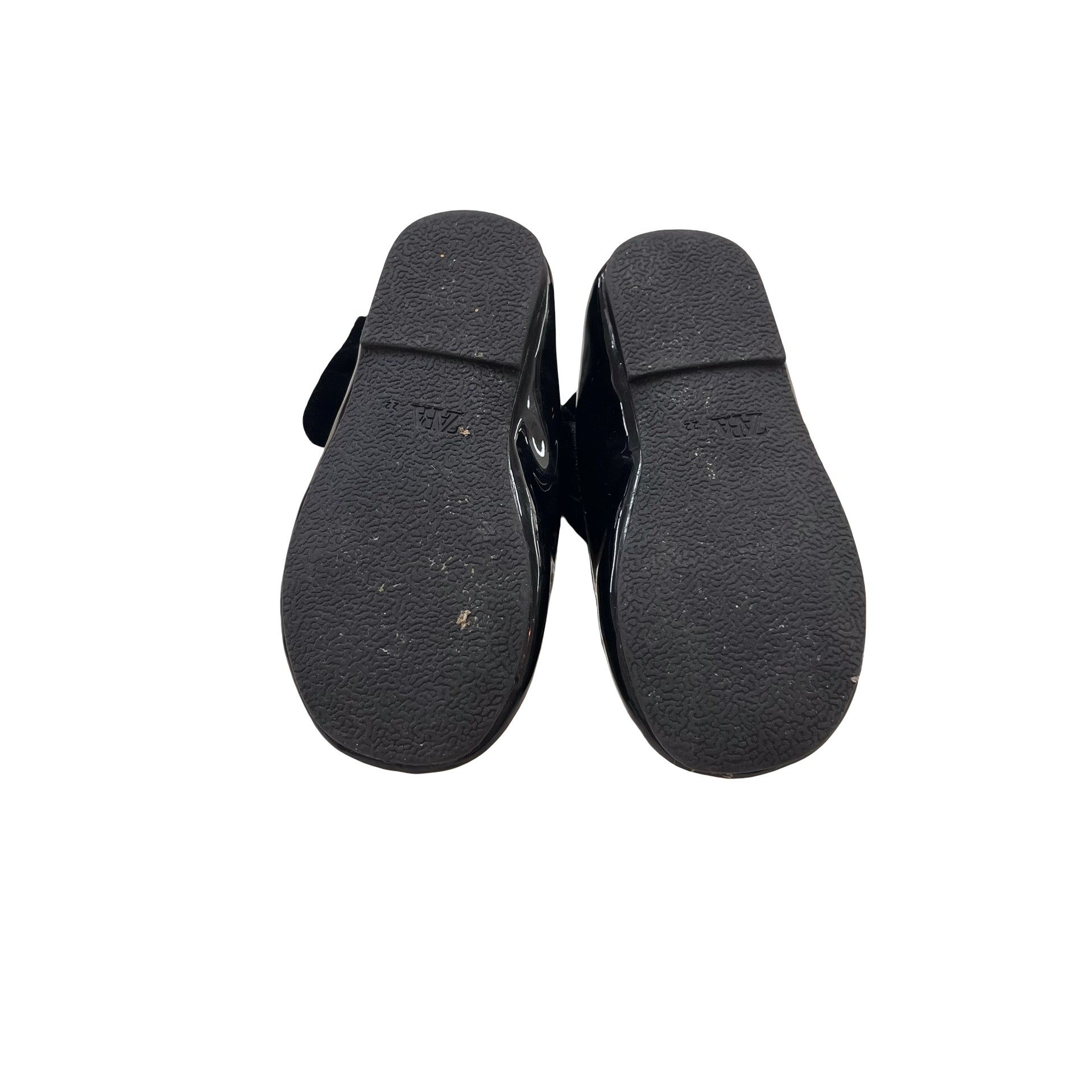 Zara Black Patent & Velvet Bow Shoes - Size 22 (6)
