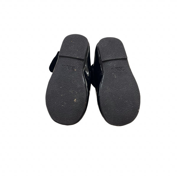 Zara Black Patent & Velvet Bow Shoes - Size 22 (6)