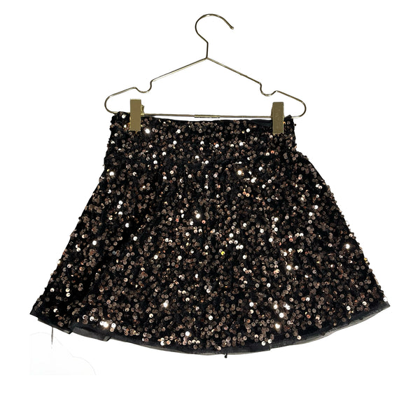 Zara Black Velour & Copper Sequin Skirt - Size 8