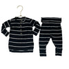 Lou Lou Black & White Striped Henley & Pants Set - Size 3-6 Mo