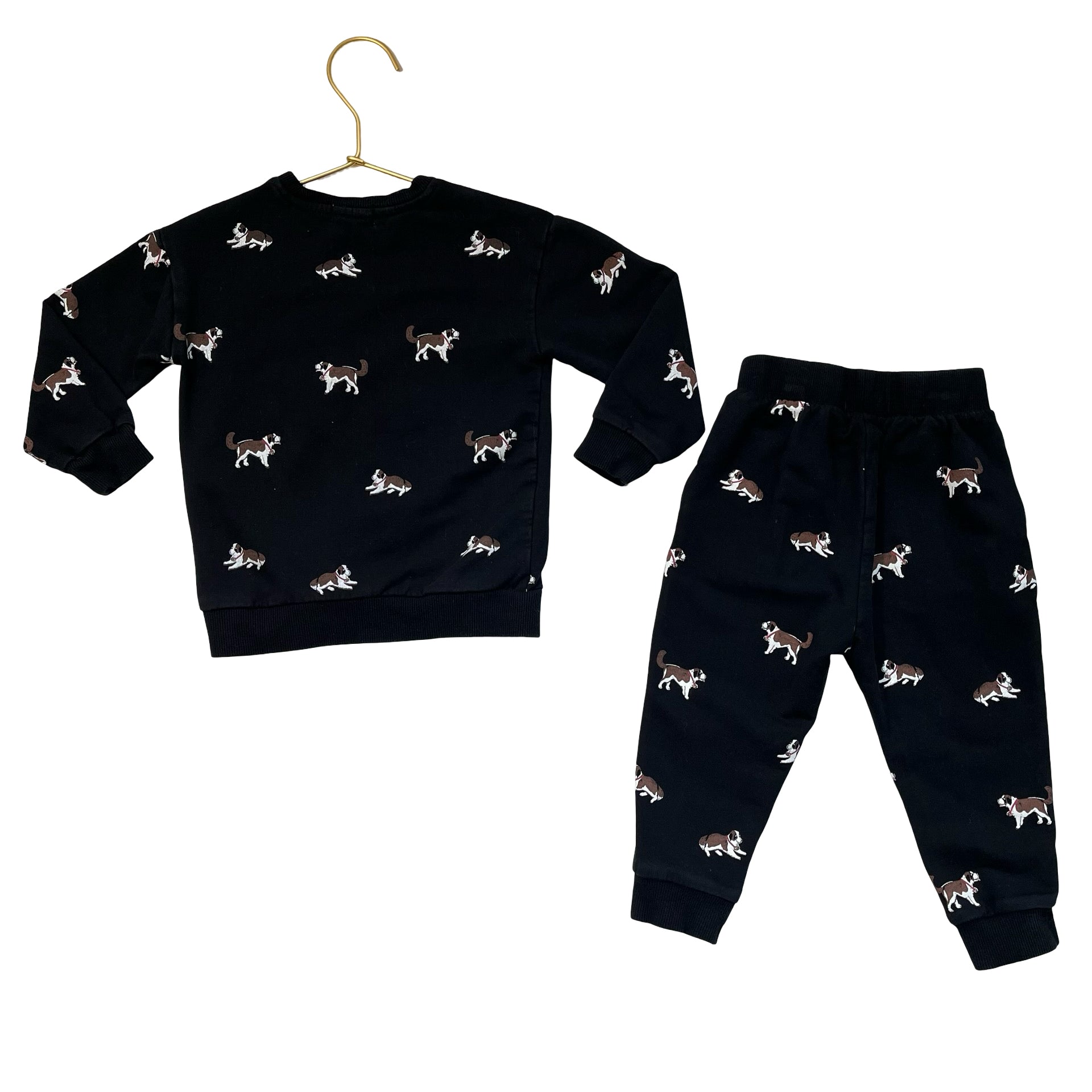 Miles Black Saint Bernard Dog Sweatshirt & Jogger Set - Size 12 Mo