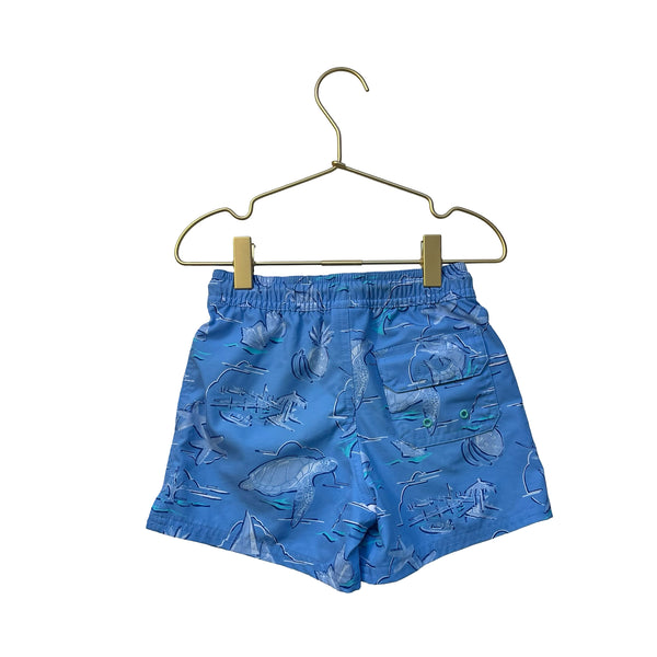 Vineyard Vines Blue Sailboat & Turtle Swim Trunks - Size 4T