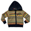 Du Pareil Au Meme Multi-Color Pattern Zip-Up Hooded Cotton Cardigan Sweater - 3A