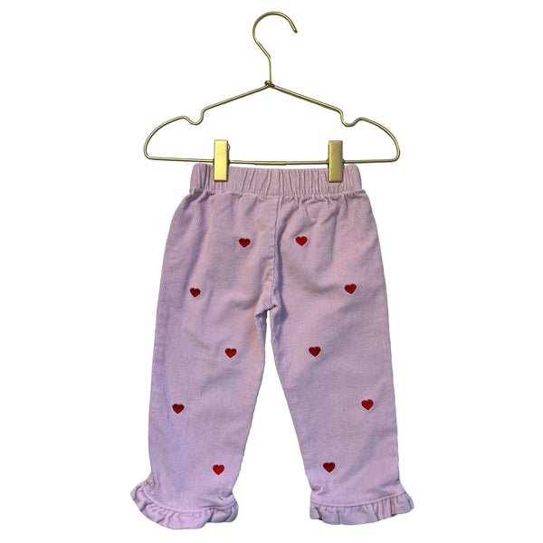 Beaufort Bonnet Pink Embroidered Heart Corduroy Pants - Size 18-24 Mo