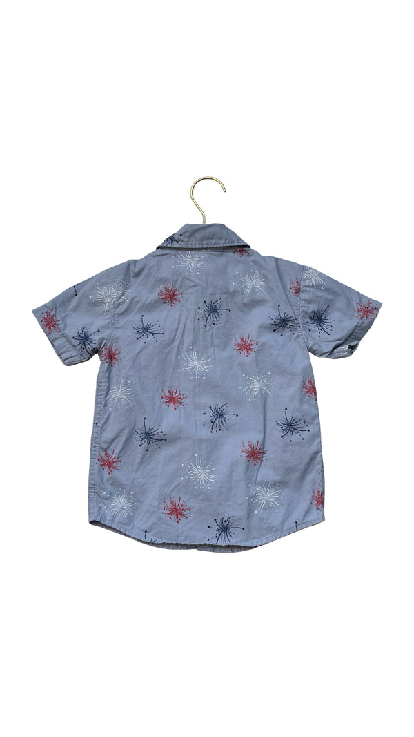 Carter's Blue Fireworks Print Button Down Shirt - Size 3T