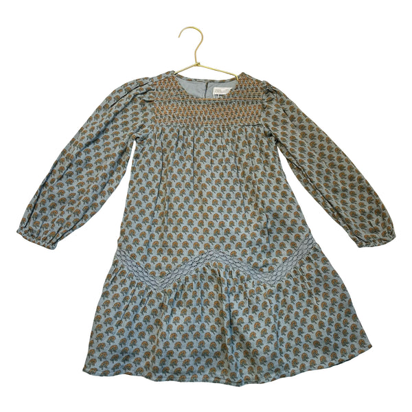 Zara Blue Flower Print Smocked Dress - Size 6