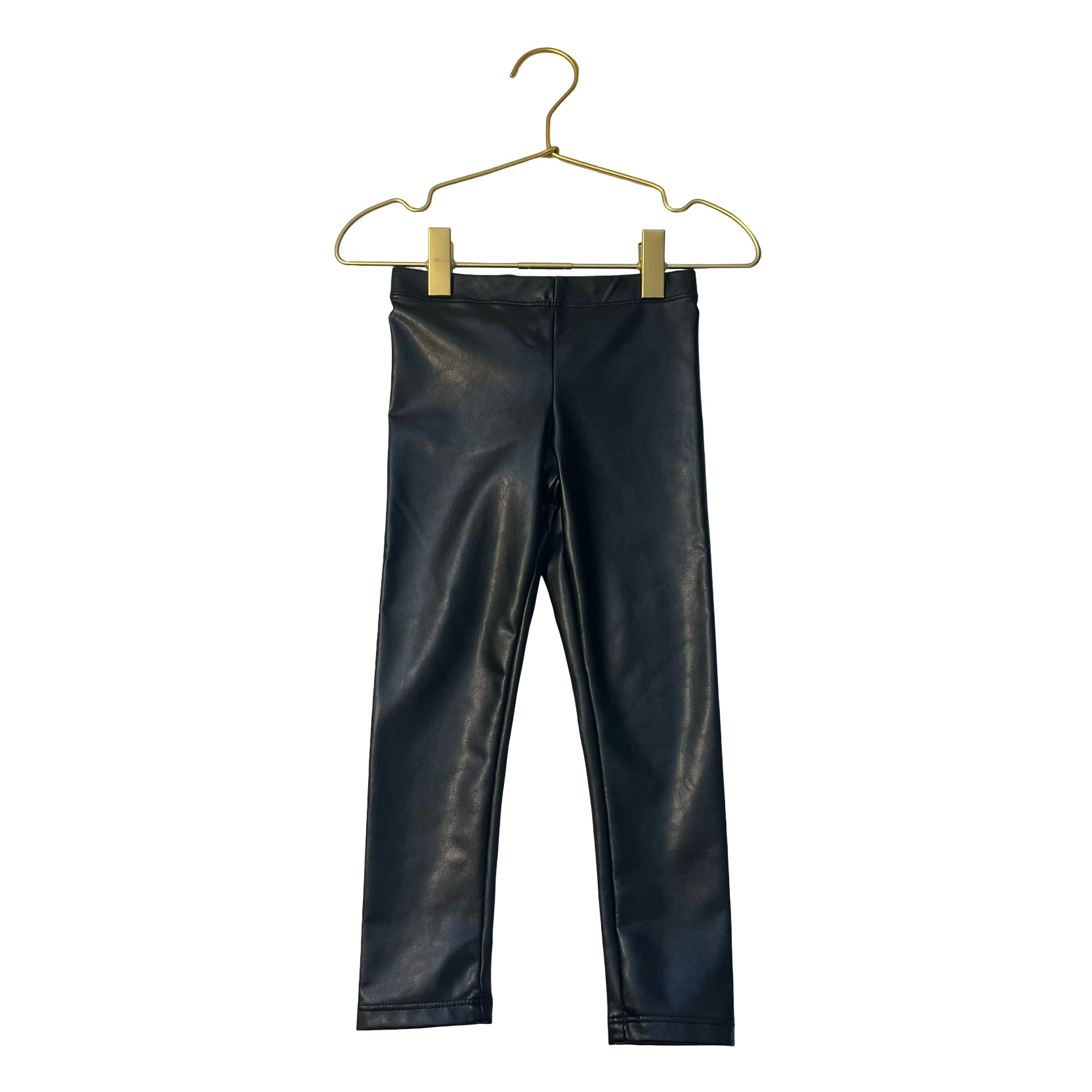 H&M Black Faux Leather Leggings - Size 3T