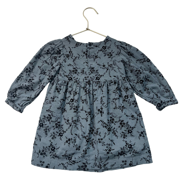 Zara Slate Blue & Black Velvet Floral Dress - Size 3-4