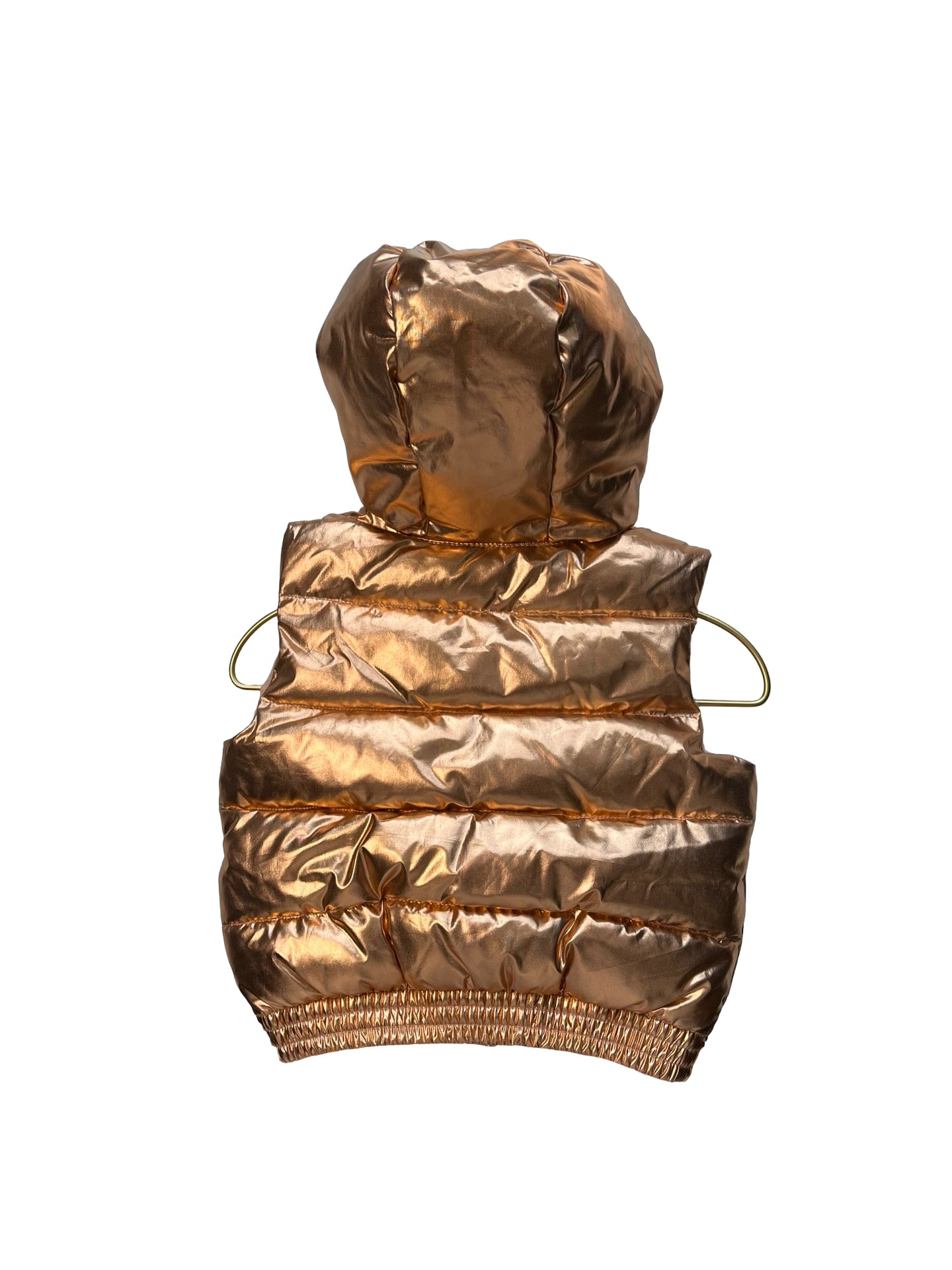 Janie and Jack Copper Metallic Hooded Puffer Vest - Size 18-24 Mo