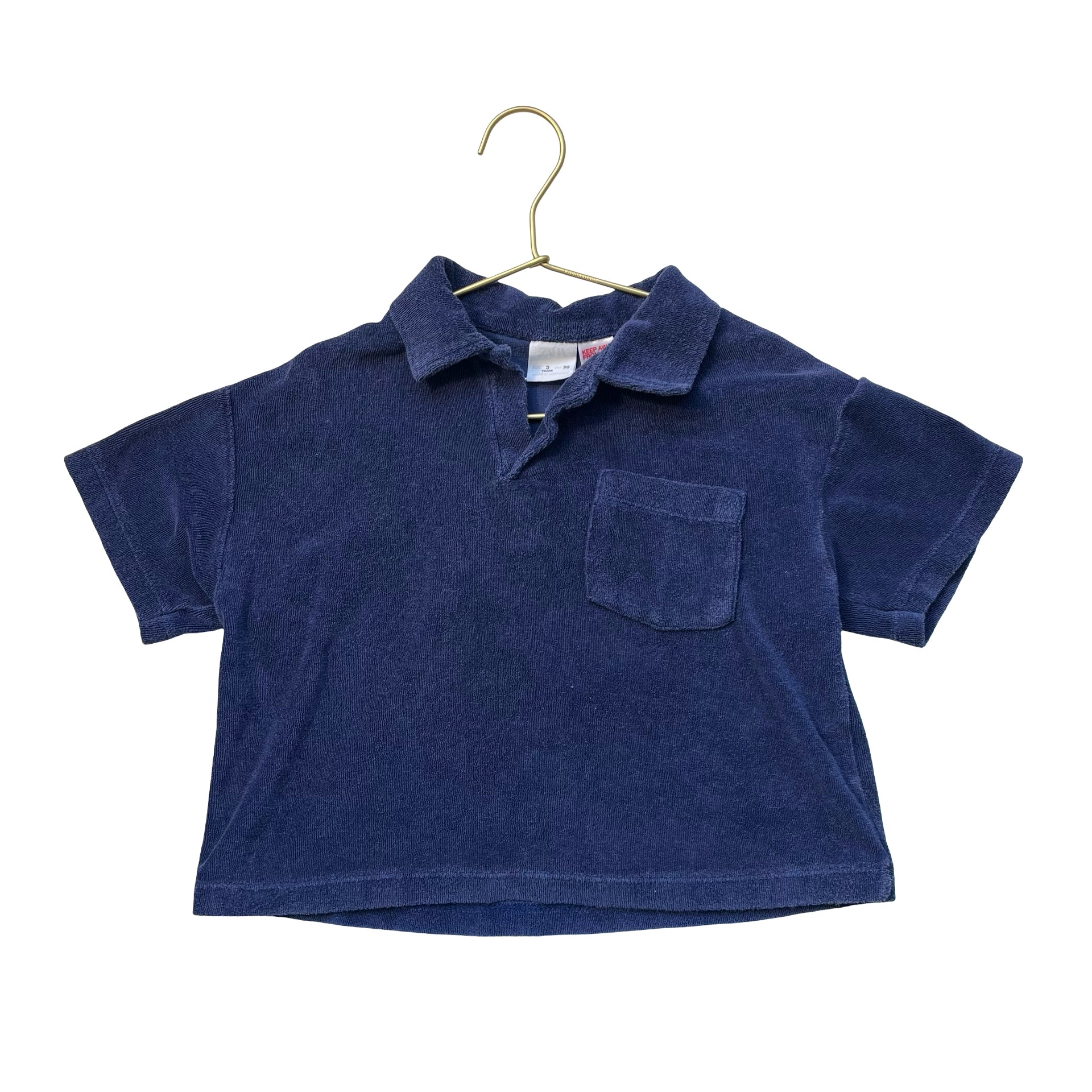 Zara Navy Terry Polo Shirt - Size 3
