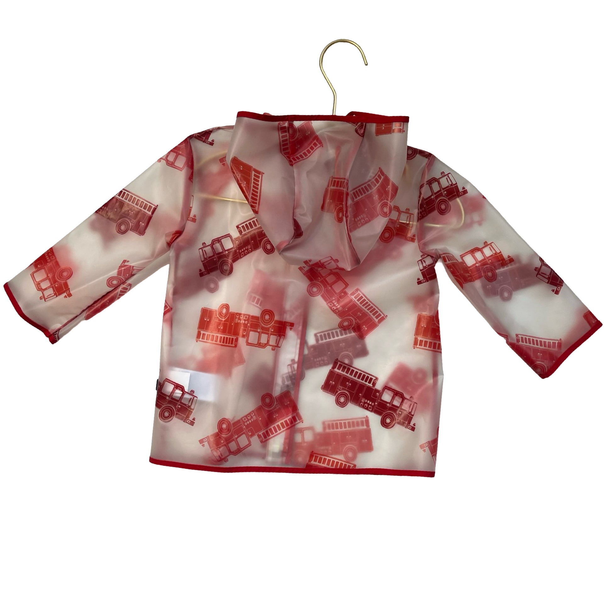 Baby Gap Red Firetruck Print Clear Rain Jacket - Size 12-18 Mo