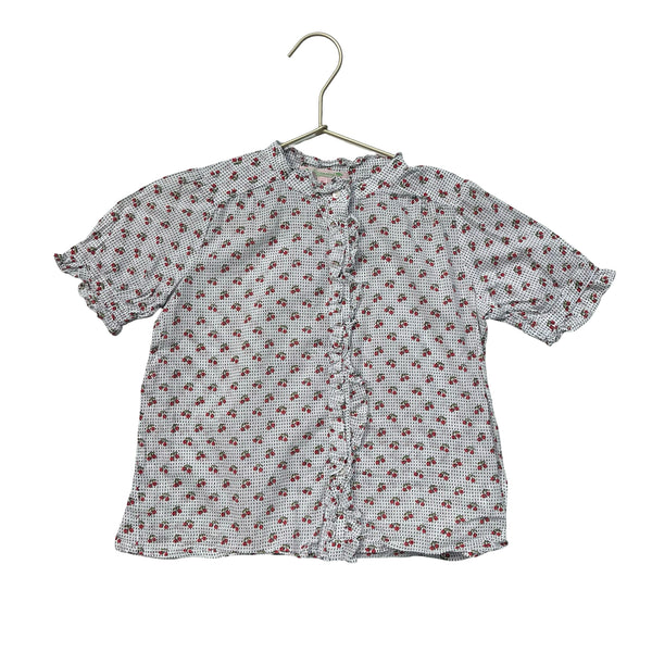 Bonpoint Ivory, Red & Black Cherry Dash Button Down Blouse - Size 6