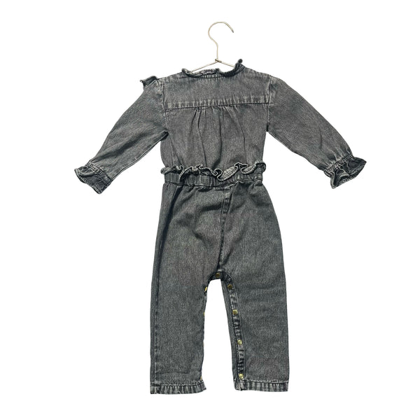 Louis Louise Dark Gray Denim Jumpsuit - Size 18 Mo