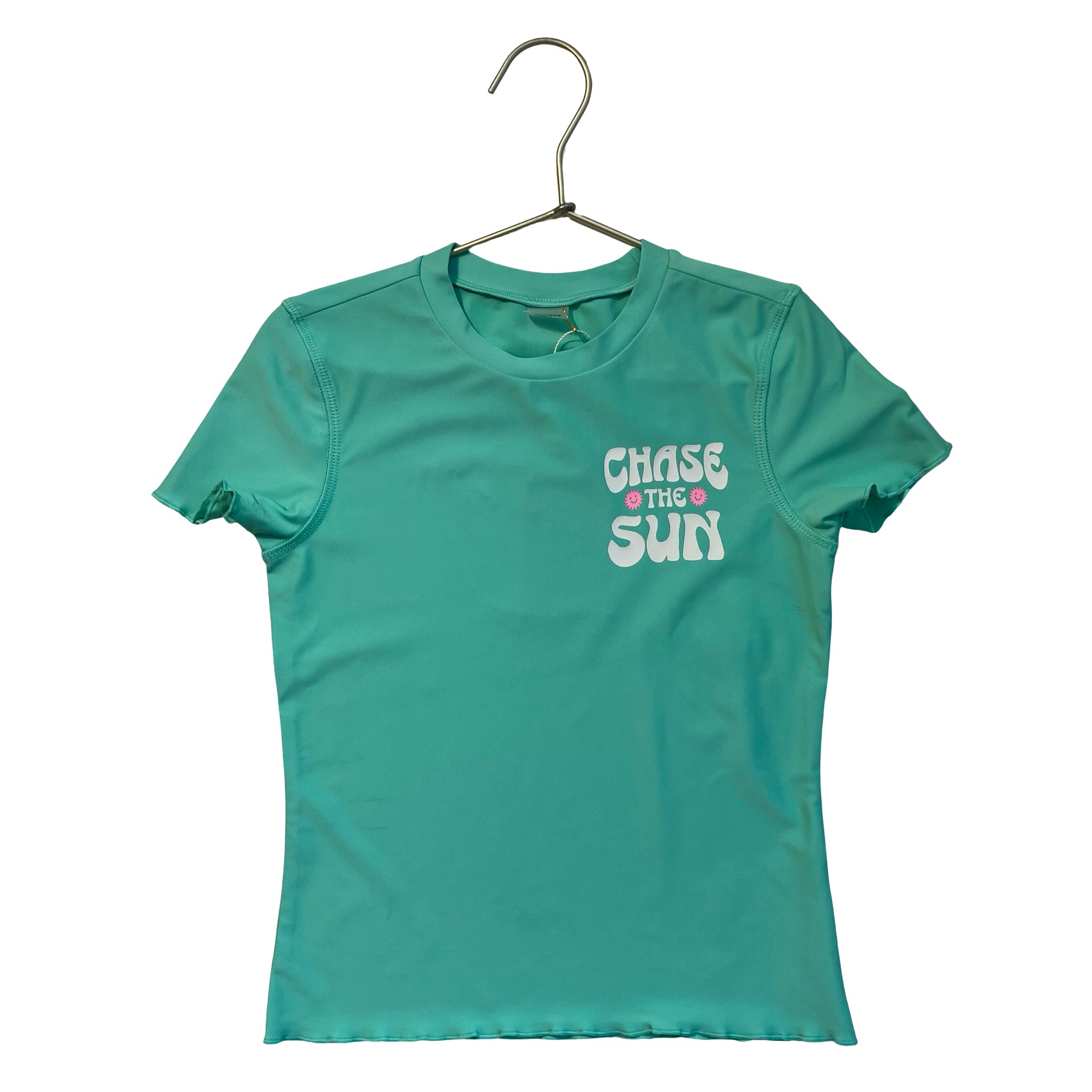 Old Navy Teal 'Chase The Sun' Rash Guard - Size M 8