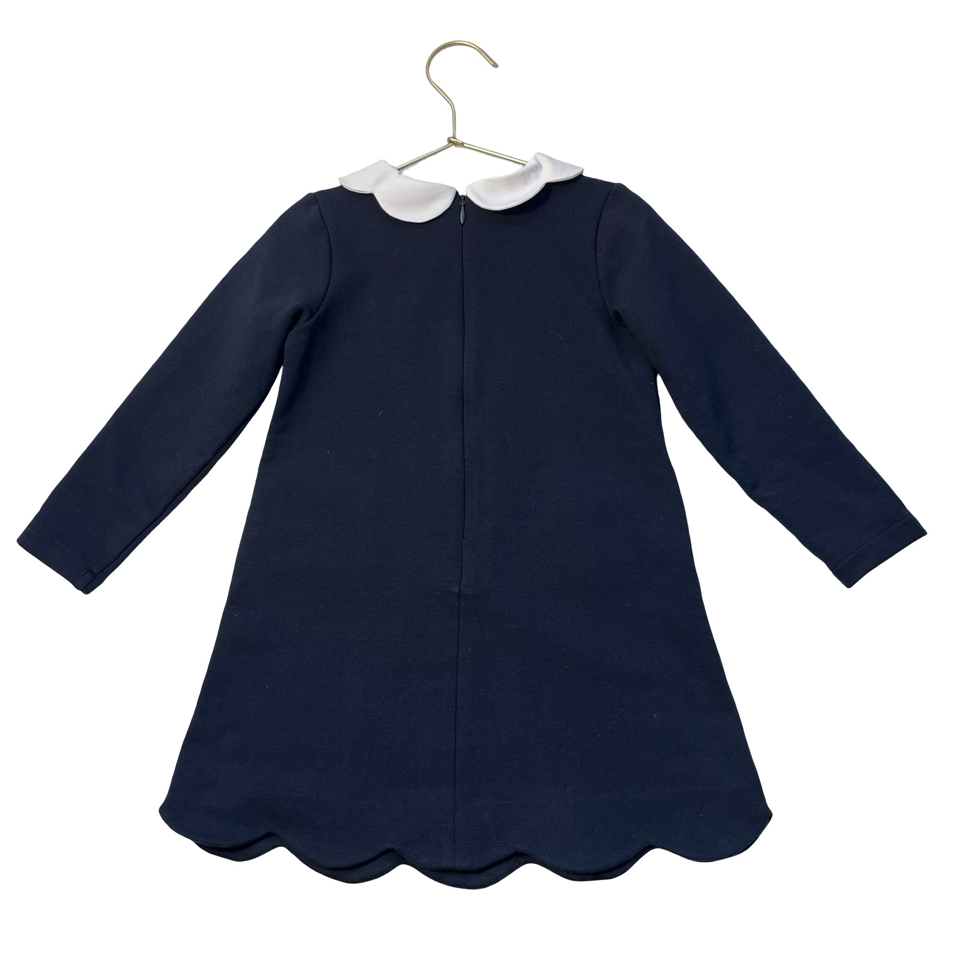 Jacadi Navy Sweatshirt Dress, White Collar - Size 5A
