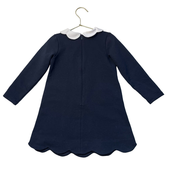 Jacadi Navy Sweatshirt Dress, White Collar - Size 5A