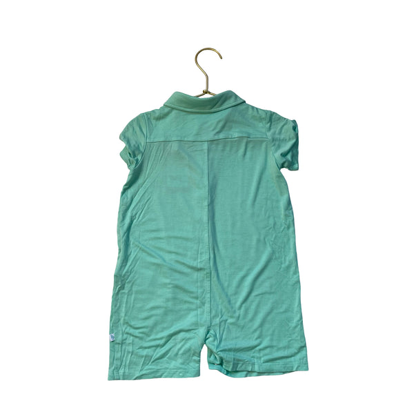 Posh Peanut Mint Green Polo Romper - Size 18-24 Mo