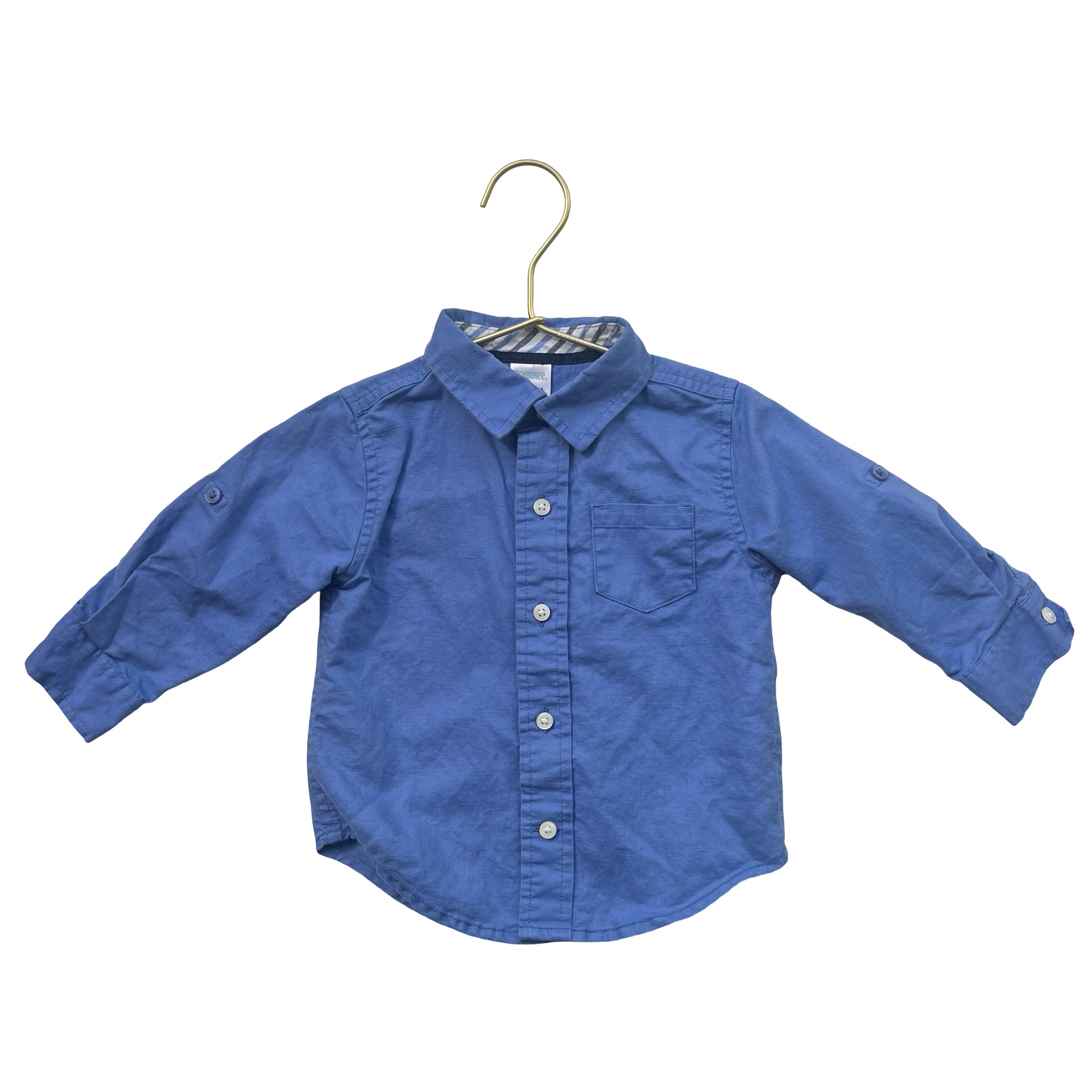 Gymboree Blue Linen-Cotton Button Down Shirt - Size 12-18 Mo