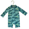 Carter's Teal Shark Print Swim Suit Romper - Size 6 Mo