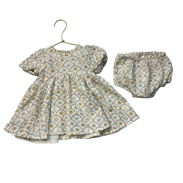 Rylee & Cru Ivory Summer Print Dress & Bloomers - Size 12-18 Mo