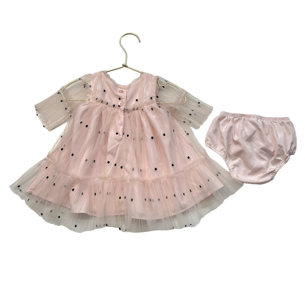 Nordstrom Pink Tulle Dot Dress & Bloomers - Size 6 Mo