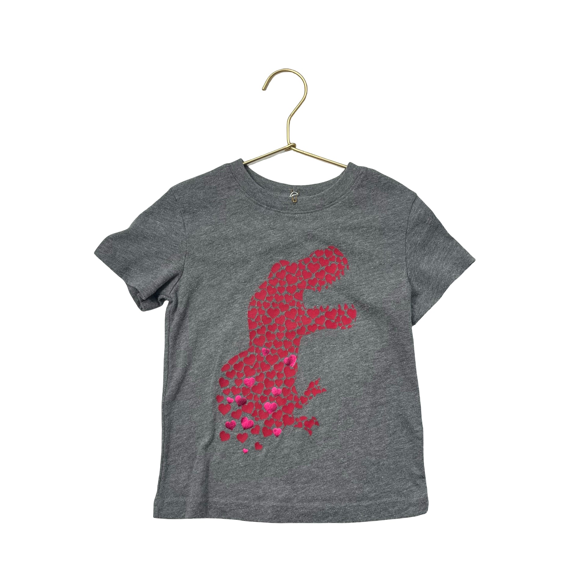Jumping Beans Gray & Red Dino Heart Tee - Size 2T