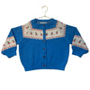 Emile et Ida Blue Fair Isle Fruit Pattern Cardigan Sweater - Size 6A