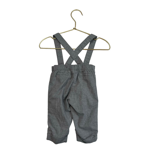 Janie and Jack Lined Gray Brushed Cotton Overall Pants - Size 0-3 Mo