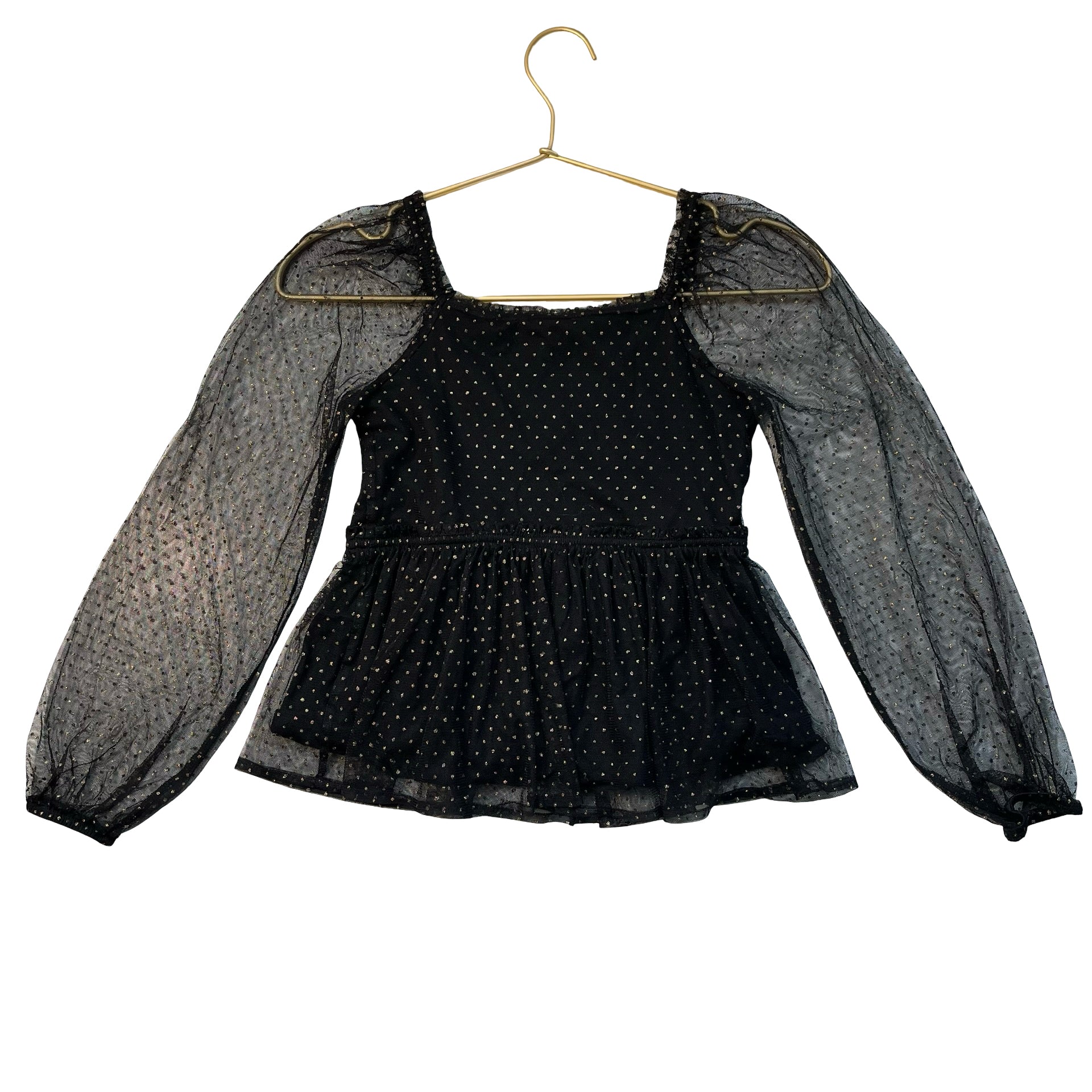 Gap Kids Black Tulle & Gold Metallic Dot Top - Size M 8