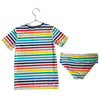 Primary Rainbow Striped Rash Guard 2 Piece Swim Suit - Size 6-7