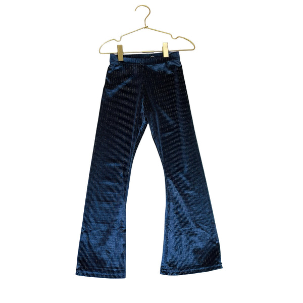Old Navy Blue & Silver Velour Ribbed Flare Pants - Size S 6-7
