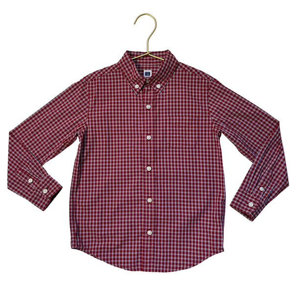Janie and Jack Red, Navy, White Plaid Button Down Shirt - Size 5