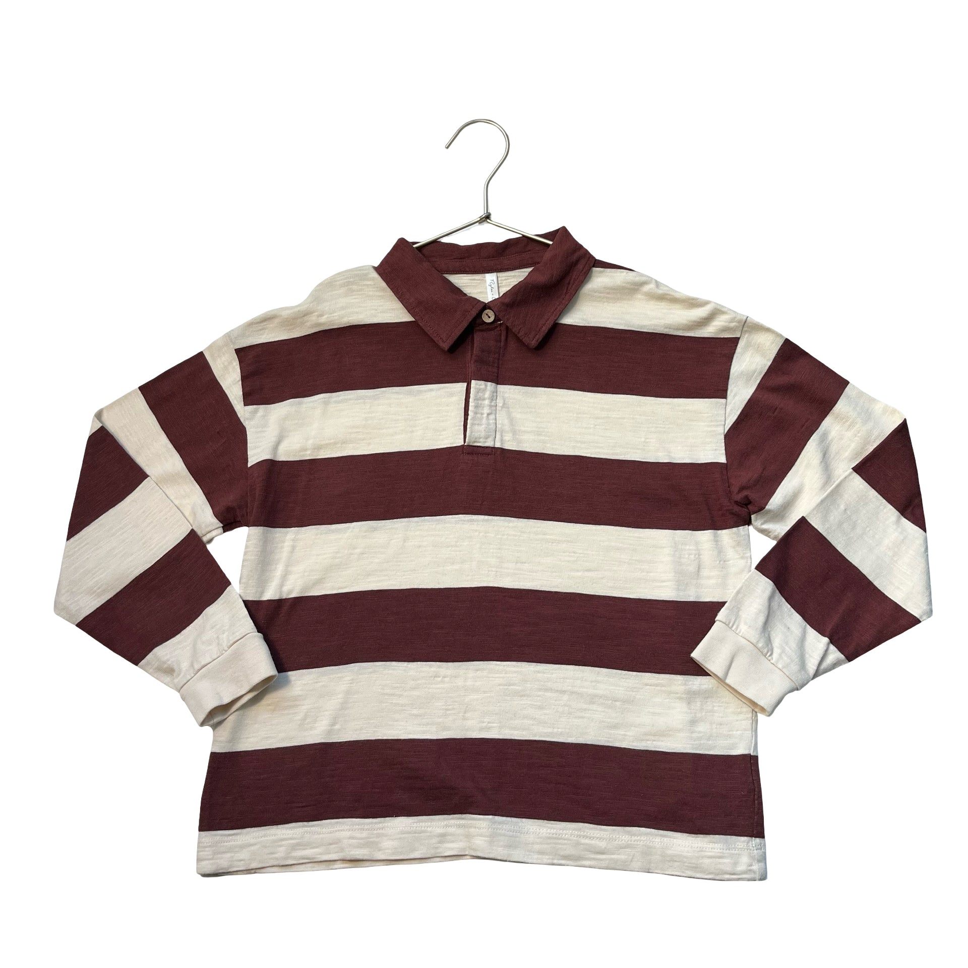Rylee & Cru Brown & Ivory Striped Rugby Shirt - Size 8-9Y