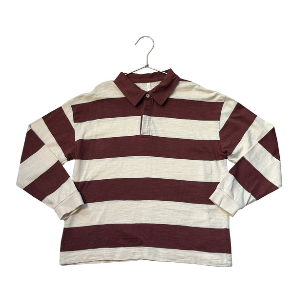 Rylee & Cru Brown & Ivory Striped Rugby Shirt - Size 8-9Y