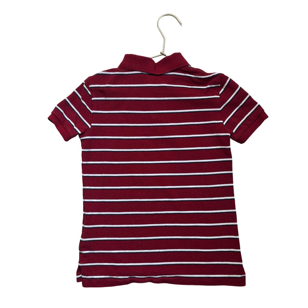 Polo Ralph Lauren Burgundy, White, Navy Striped Polo Shirt - Size 7