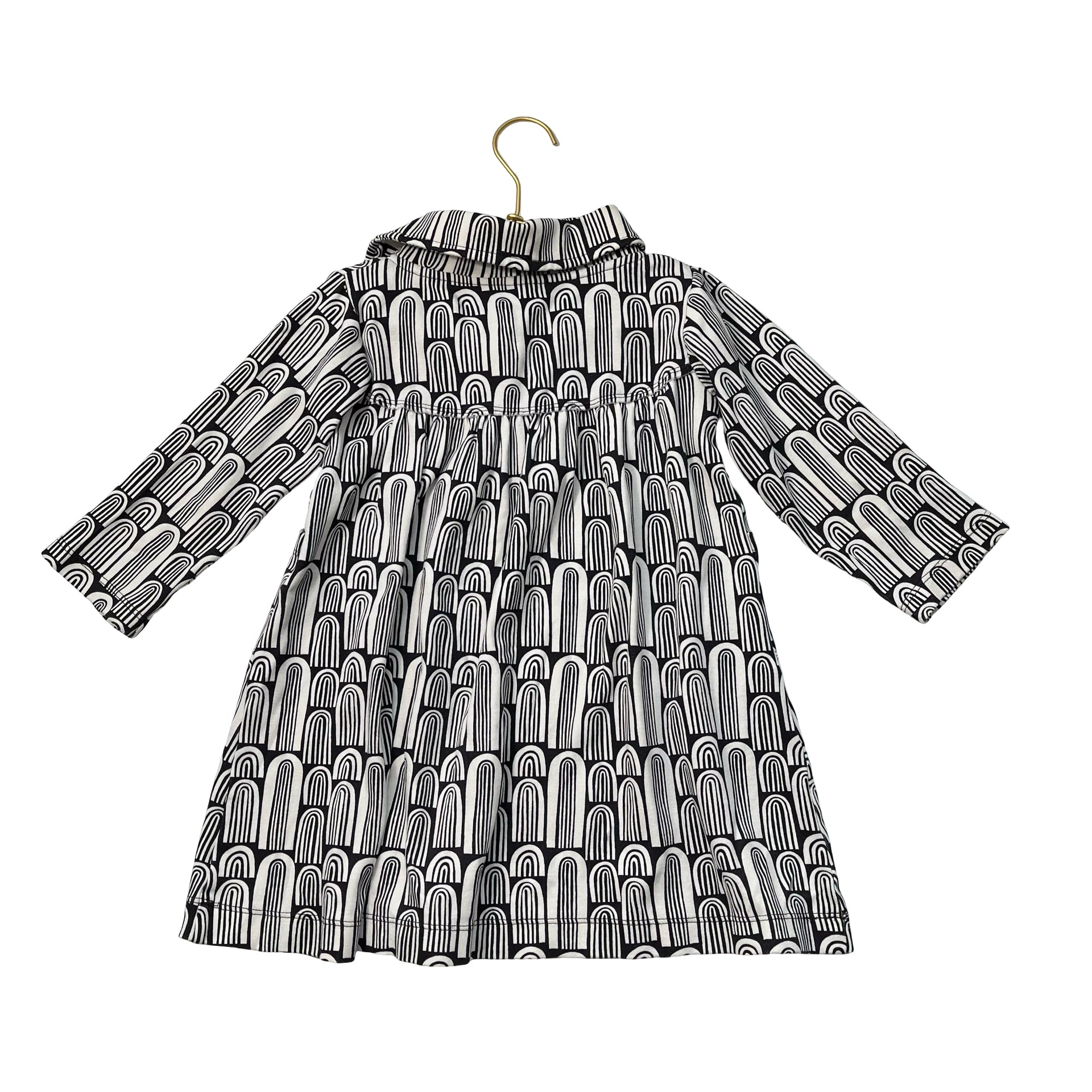 Kate Quinn Ivory & Black Arc Pattern Dress - Size 5Y
