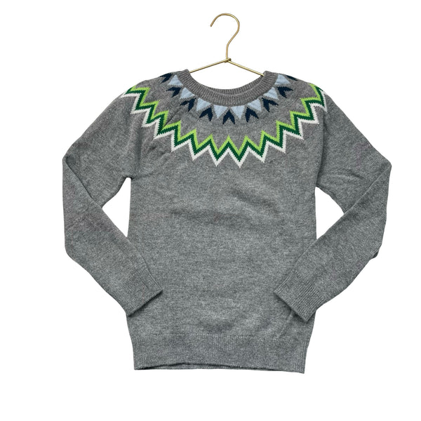 Jacadi Gray Fair Isle Wool-Blend Sweater - Size 10A