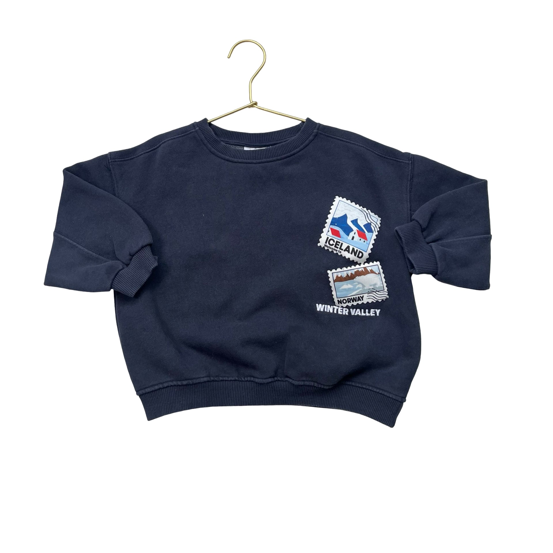Zara Navy 'Welcome To Adventure' Poscard Sweatshirt - Size 5