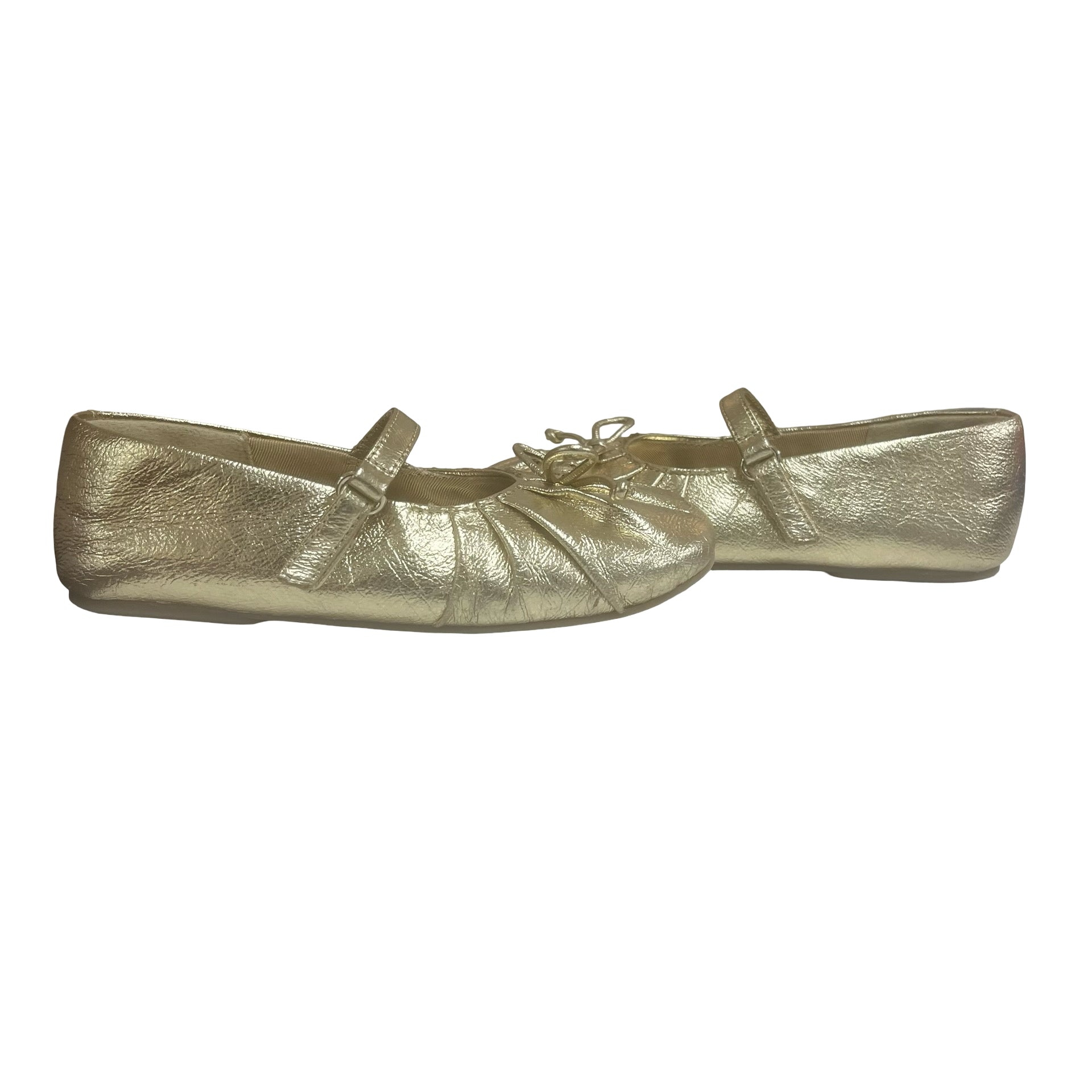Zara Gold Metallic Ballet Flats - Size 29 (12)
