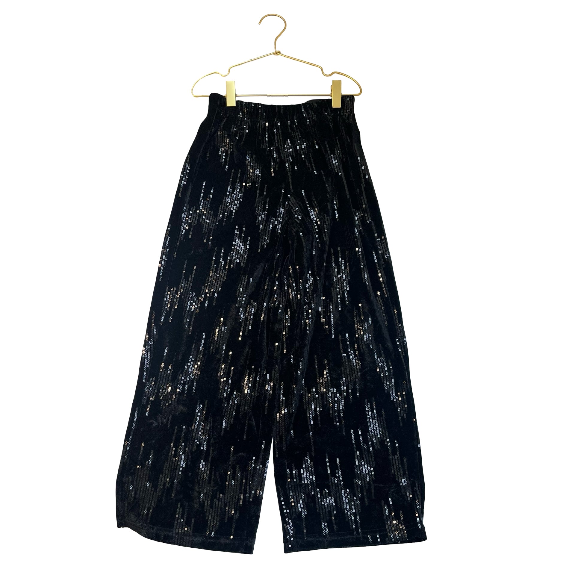 Zara Black Velvet & Sequin Pattern Pants - Size 9