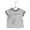 Hanna Andersson White & Lgiht Teal Ringer Tee - Size 3-6 Mo