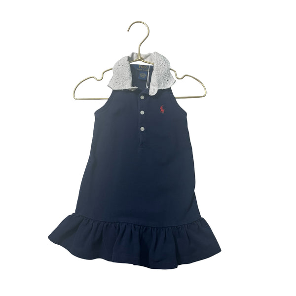 Polo Ralph Lauren Navy & White Eyelet Colar Sleeveless Dress - Size 2