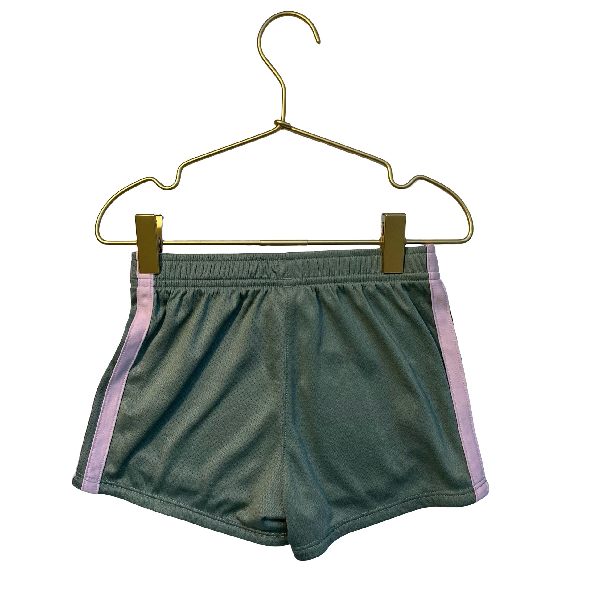 Adidas Sage Green & Pink Striped Athletic Shorts - Size 5