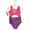 Cat & Jack Pink & Purple Leopard Print Monokini Swim Suit with Tags - XS 4-5