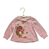Baby Boden Pink Stripe Hedgehog & Leaves Applique Top - Size 6-9 Mo