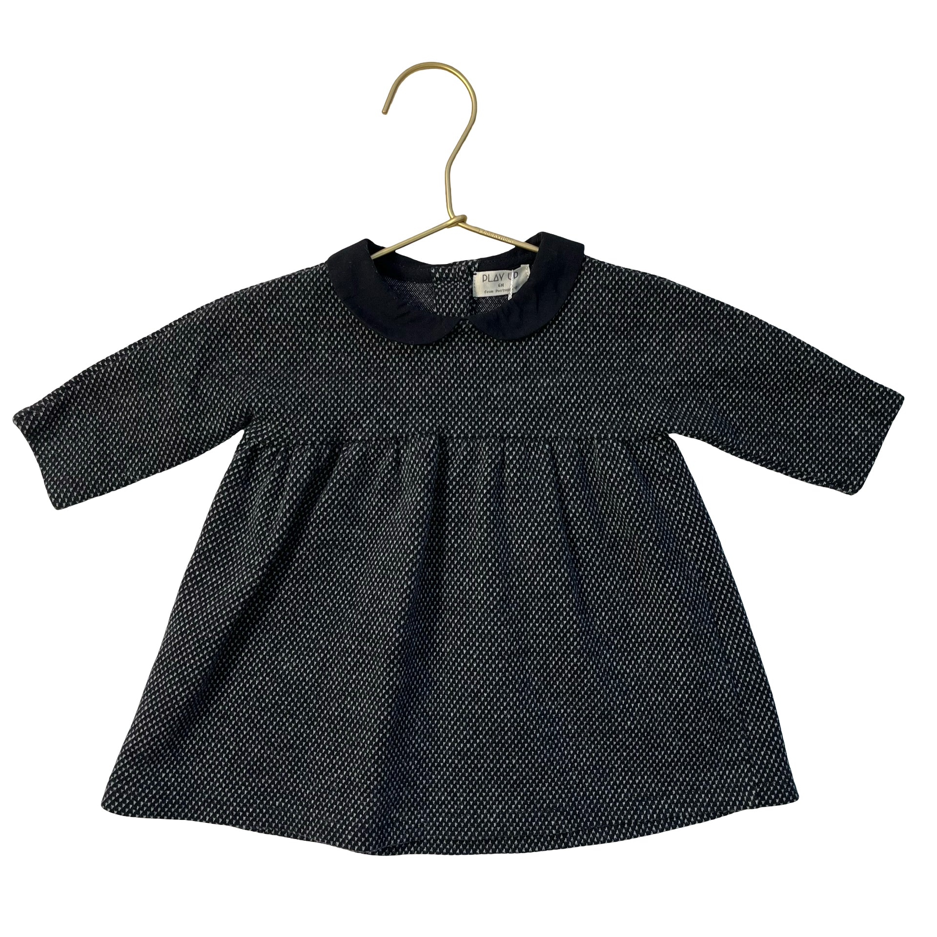 Play Up Black & White Pattern Knit Collar Dress - Size 6 Mo