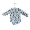 Monica + Andy Ivory & Blue Dinosaur Print Onesie Bodysuit - Size 9-12 Mo
