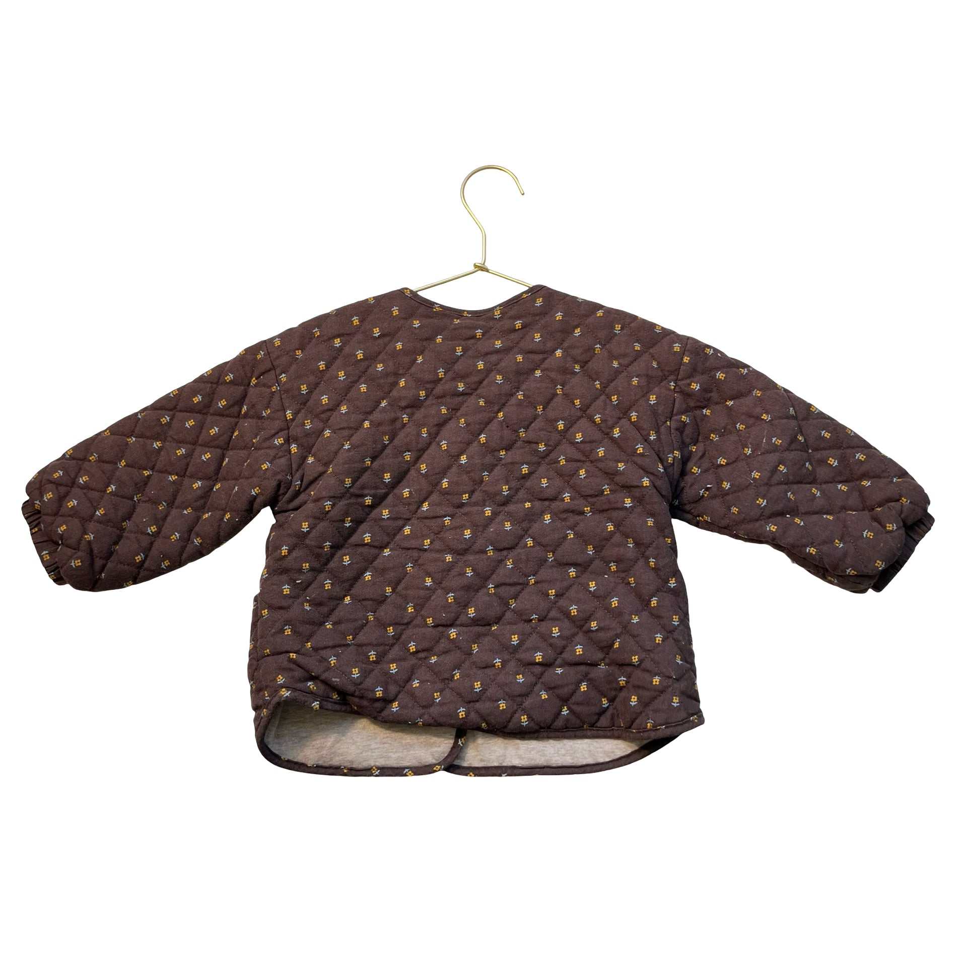 Zara Brown Flower Print Quilted Jacket - Size 18-24 Mo
