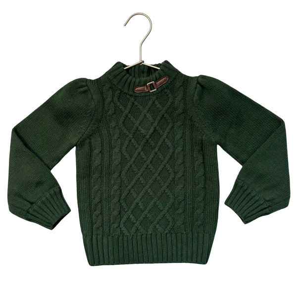 Janie and Jack Green Cable-Knit Sweater - Size 3