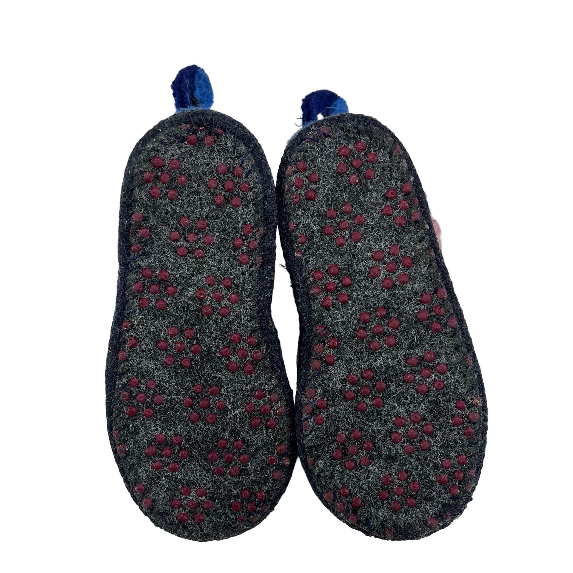 Garnet Hill Kids 100% Wool Blue Cat Slippers - Size 7